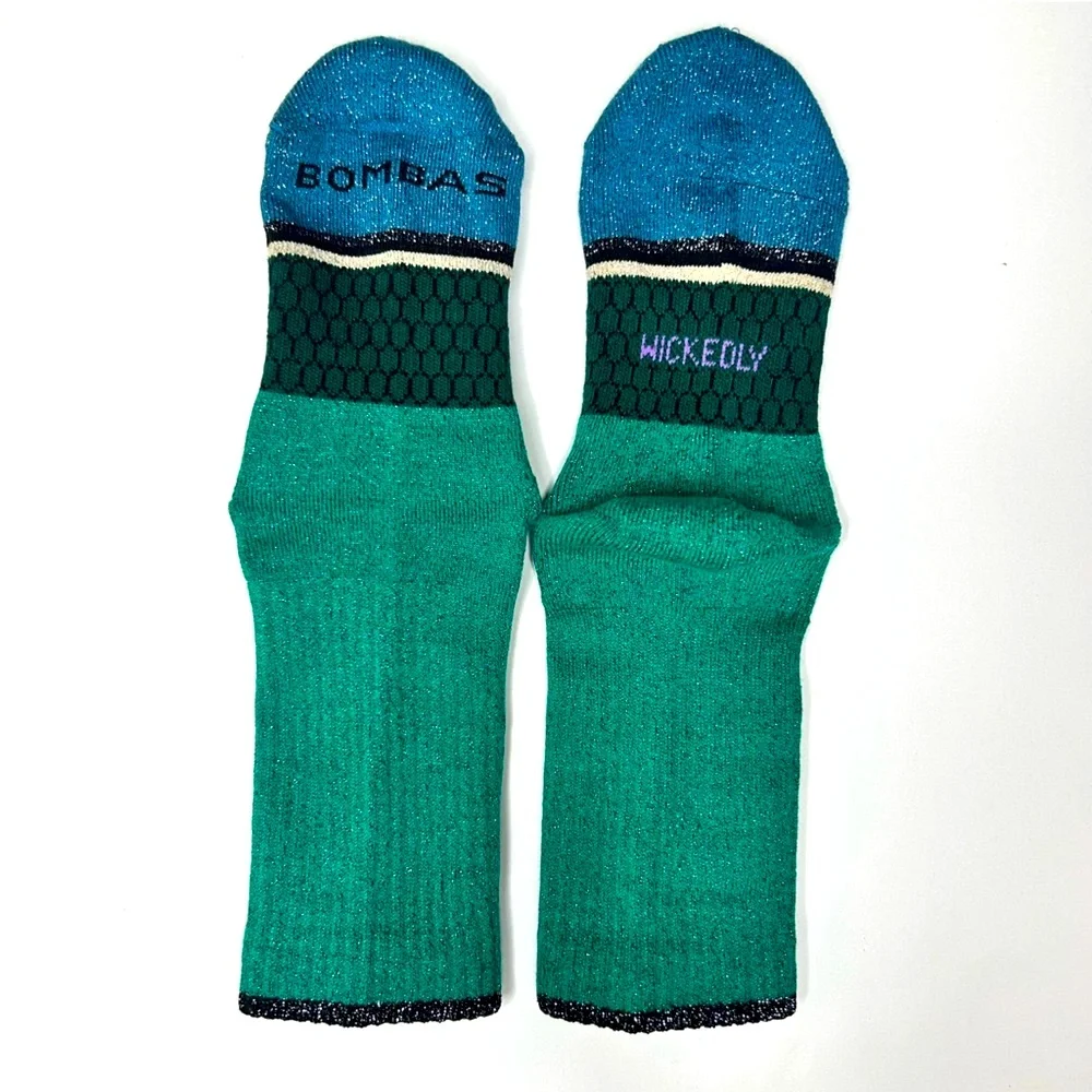 Wicked x Bombas New 2 pair Calf Socks Small Youth Gravity Black Silver Green